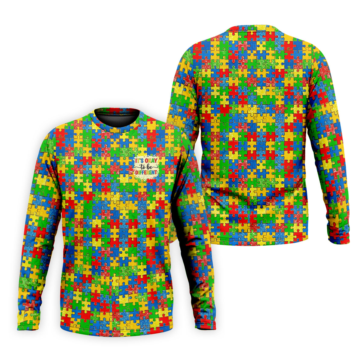 It's Okay To Be Different Colorful Puzzle Pattern Autism Awareness Men's Golf Shirt, Polo ShirtFor Men