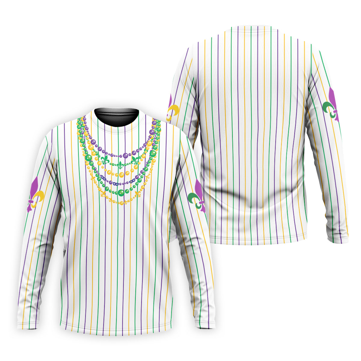 Mardi Gras Beads Necklaces Print White Golf Shirt, Golf Tops For Men, Polo ShirtFor Men, Golf Shirts For Men