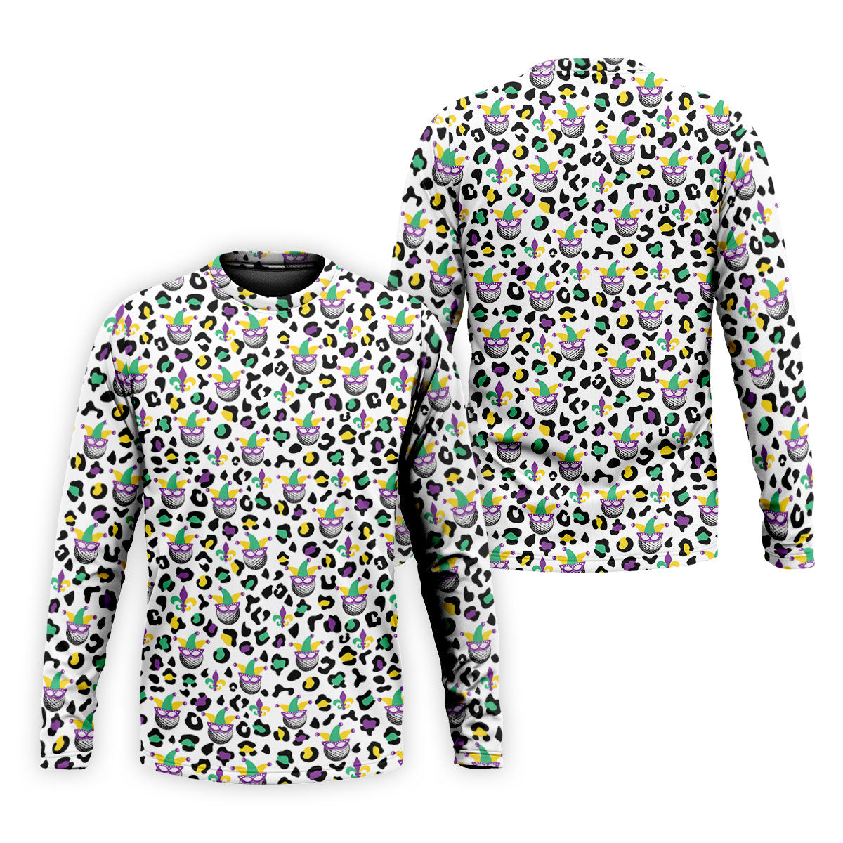 Mardi Gras Mask Leopard Spots Funny Golf Ball Golf Tops For Men, Polo ShirtFor Men, Golf Shirts For Men