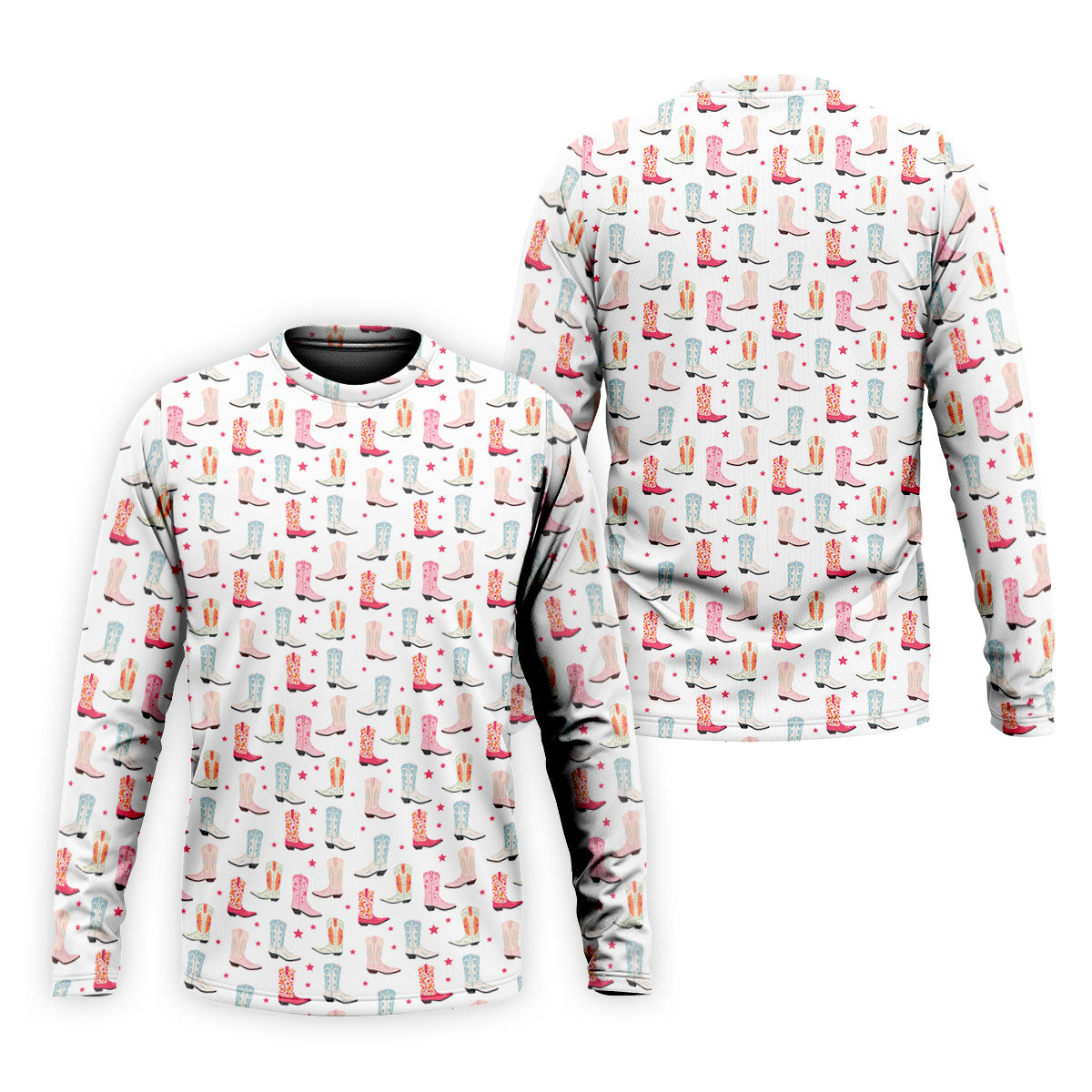 Western Boot Pattern Pastel Shades Retro Golf Shirt, Polo Shirtor Men, Golf Shirts For Men