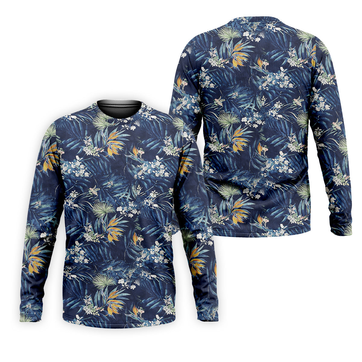 Navy Palm Tropical Hawaiian Vibe Golf Tops For Men, Golf Shirts For Men, Golf Gift For Men