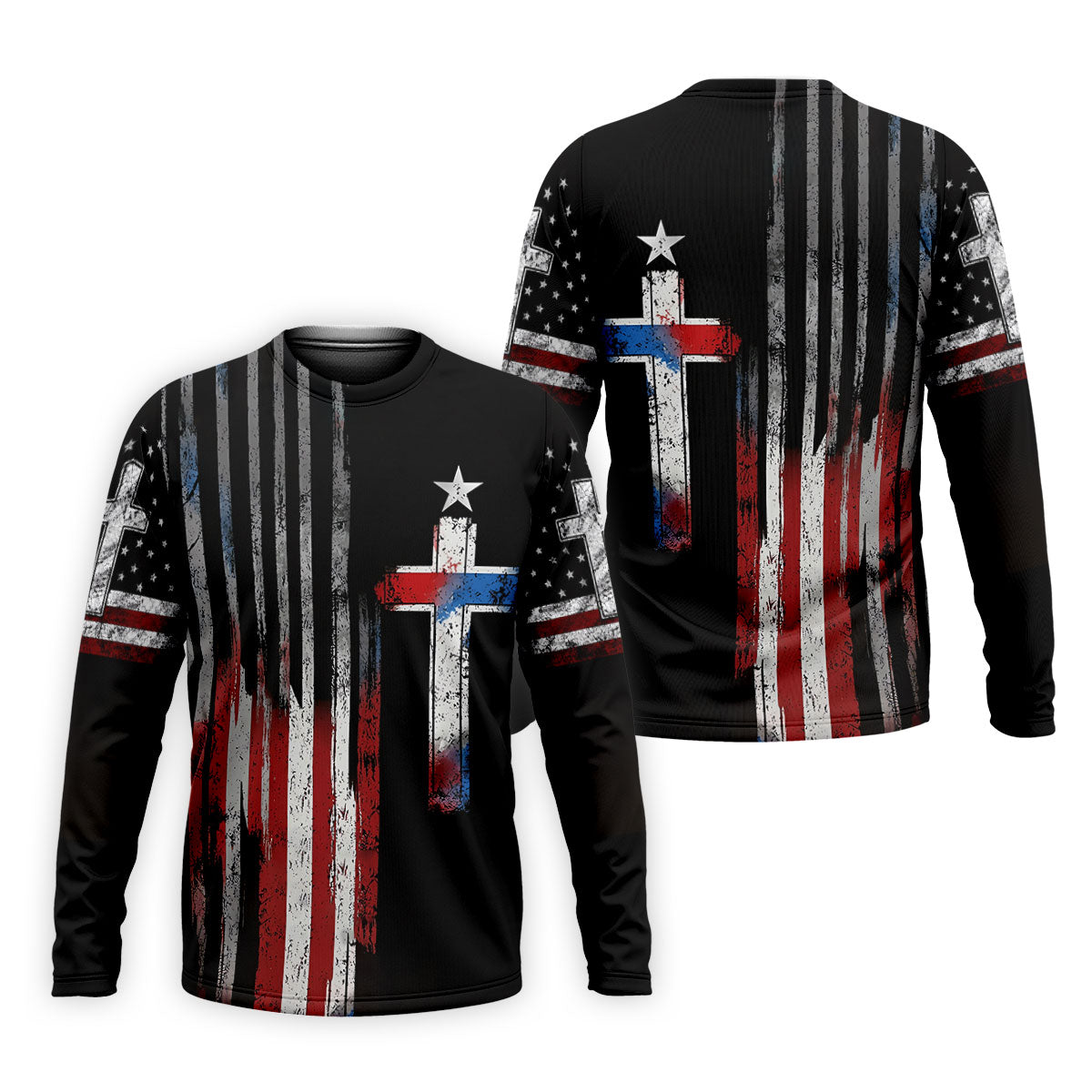 Faith Cross US Flag Golf Shirt, 250 Years Retro Golf Shirt, Patriotic 4th Of July Polo Shirt Men