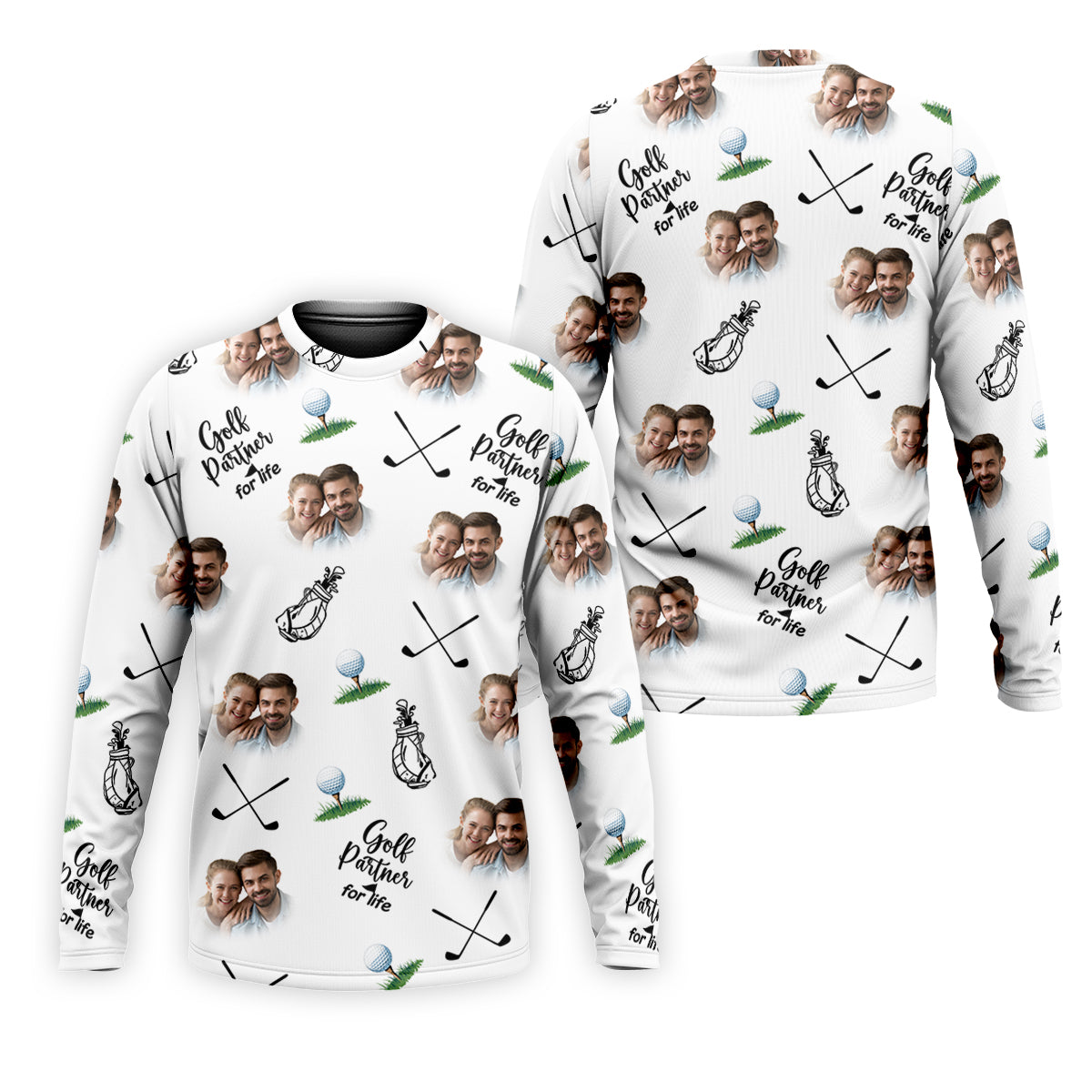 Golf Partner For Life Custom Photo White Golf Tops For Men, Valentines Golf Gift, Golf Gift For Men