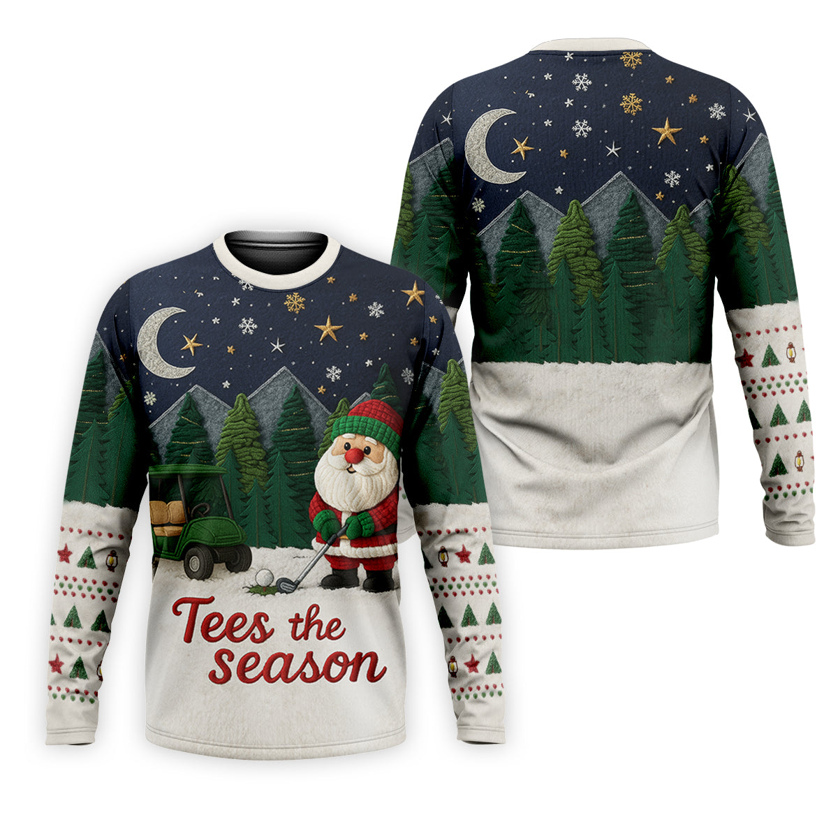 Santa Golfing Tees The Season Night Theme Golf Tops For Men, Christmas Golf Shirt, Polo ShirtFor Men