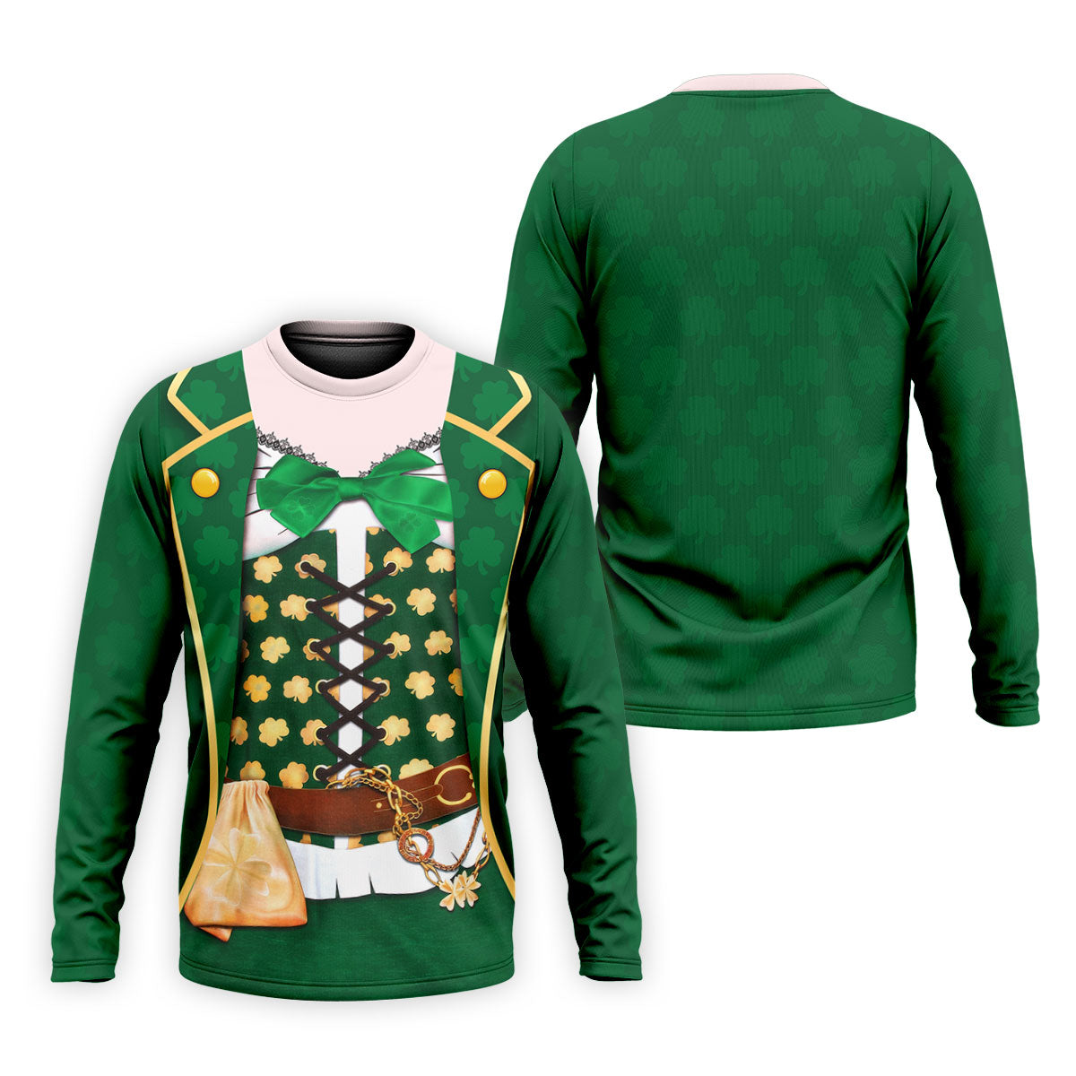St Patrick's Day Green Leprechaun Costume Print Golf Shirt, Men's Golf Shirt, Golf Gift For Men