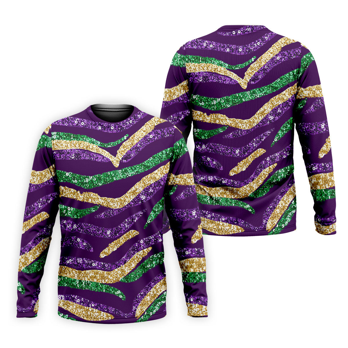 Purple Green Gold Sequin Pattern Purple Golf Shirt, Mardi Gras Golf Shirt, Polo ShirtFor Men
