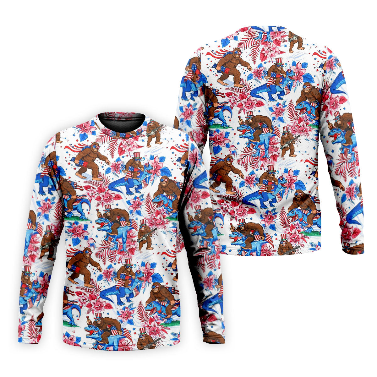 American Flag Patriotic Pride Funny Bigfoot Hawaiian Golf Shirt, 250th Anniversary Golf Shirts For Men