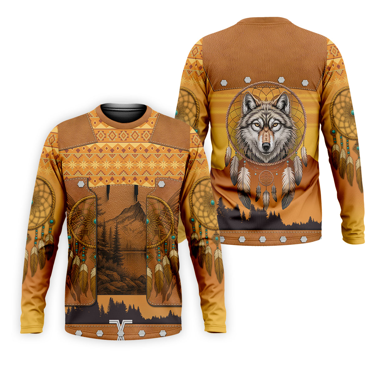 Golden Horizon Tribal Theme Golf Tops For Men, Native American Ancestry Polo ShirtFor Men, Indigenous Peoples Month