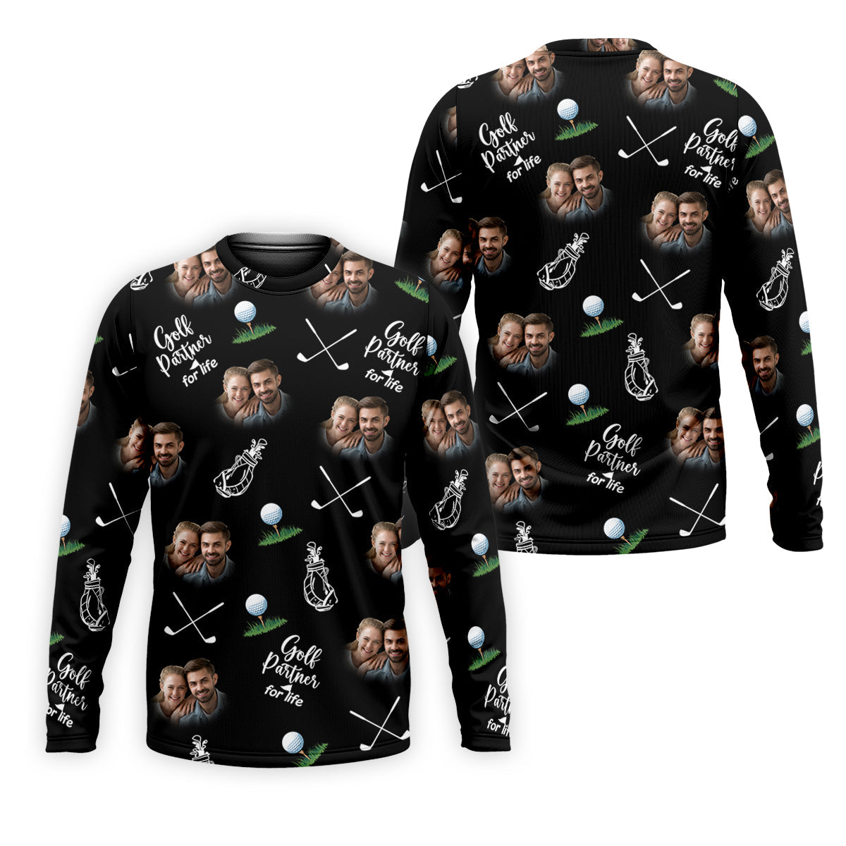 Golf Partner For Life Custom Photo Black Golf Tops For Men, Valentines Golf Gift, Golf Gift For Men