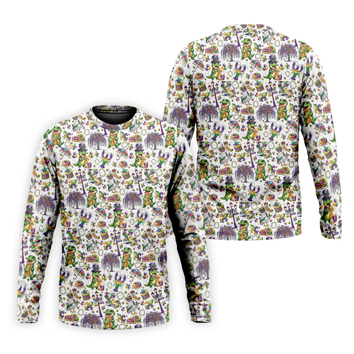 Mardi Gras Fleur De Lis Animal Band White Golf Shirt, Golf Tops For Men, Polo Shirt Men