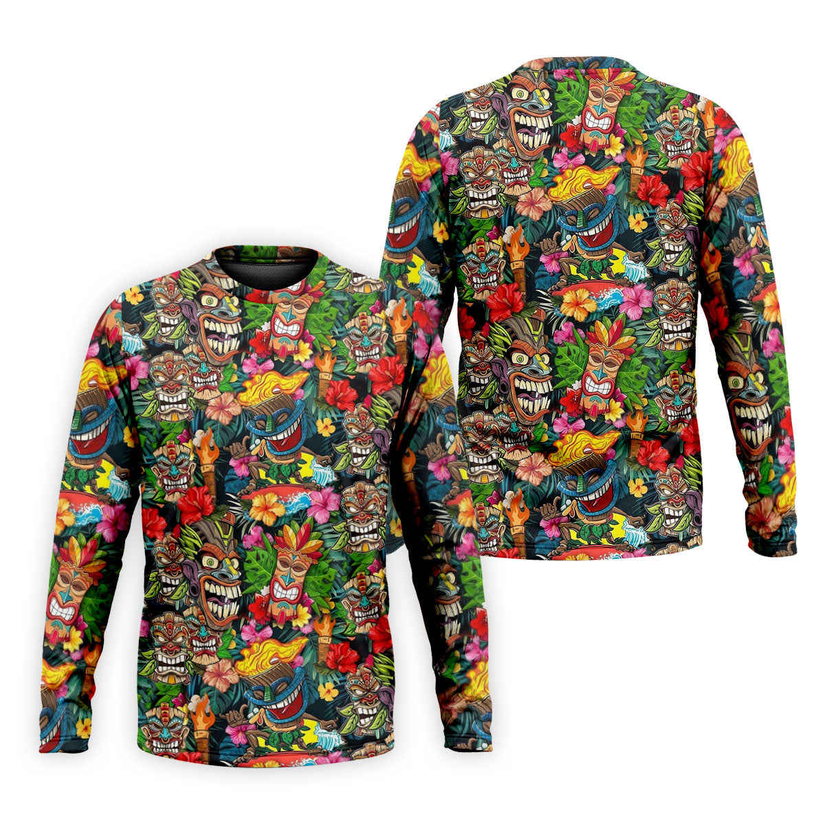 Hawaiian Tiki Tropical Floral Golf Shirts For Men, Polo ShirtFor Men, Golfing Apparel