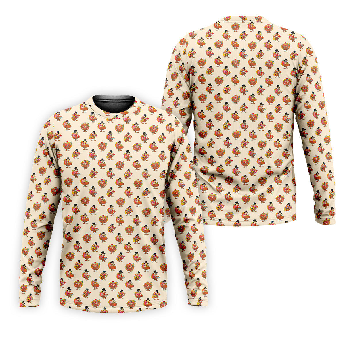 Festive Turkey Thanksgiving Holiday Beige Golf Tops For Men, Polo Shirtor Men, Golf Gift For Men