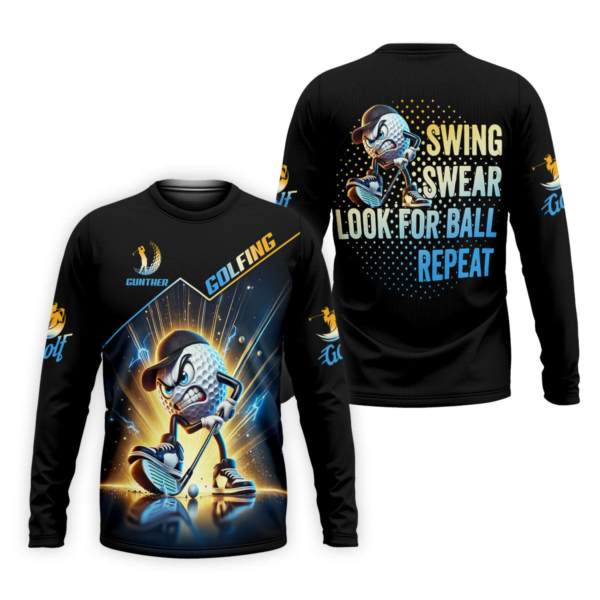 Swing Swear Look For Ball Repeat Fun Golf Shirt, Golf Shirts For Men, Golf Gift For Men