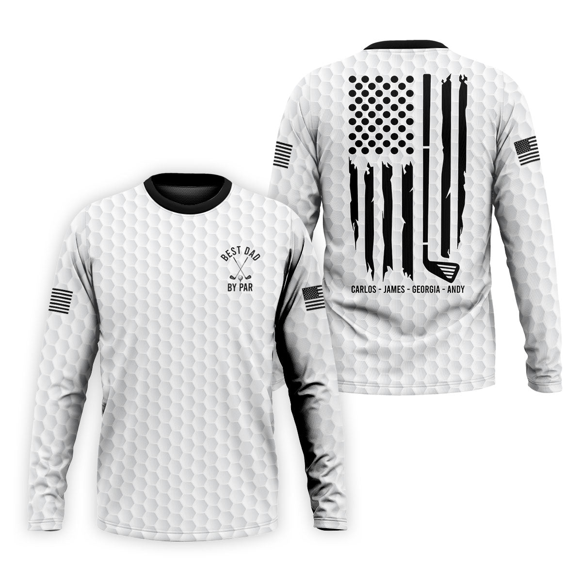 Best Dad By Par US Flag Pattern Father's Day Golf Shirt, Golf Gift For Dad, Polo Shirt Men