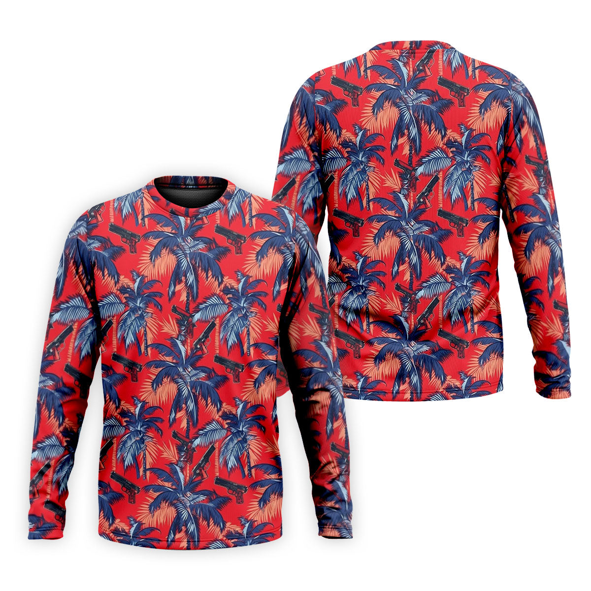 Hawaiian Palm Tree Military Theme Red Golf Shirt, Golf Shirts For Men, Polo ShirtFor Men