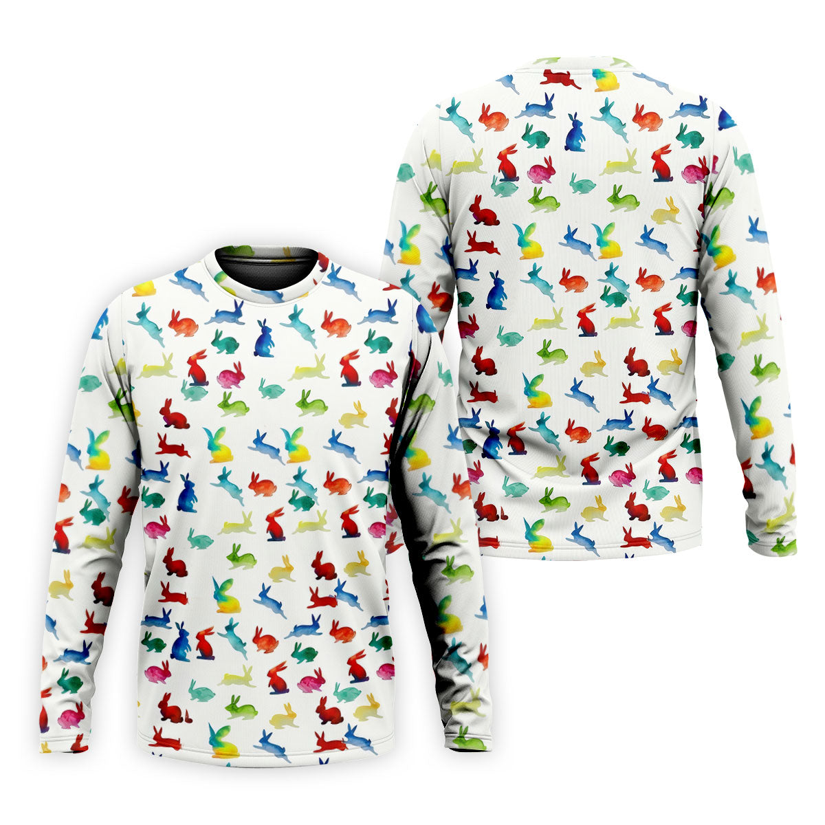 Colorful Bunny Funny Golf Shirt, Easter Bunny Pattern Golf Tops For Men, Golf Shirts For Men