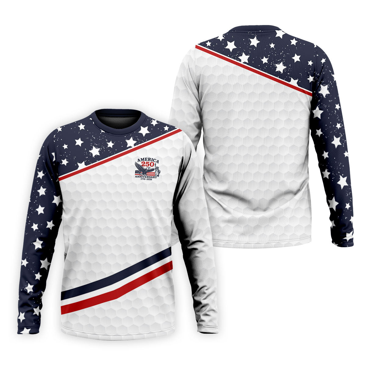 America 250 Anniversary Golf Ball Pattern Retro Golf Shirt, Patriotic 4th Of July Golf Shirts For Men