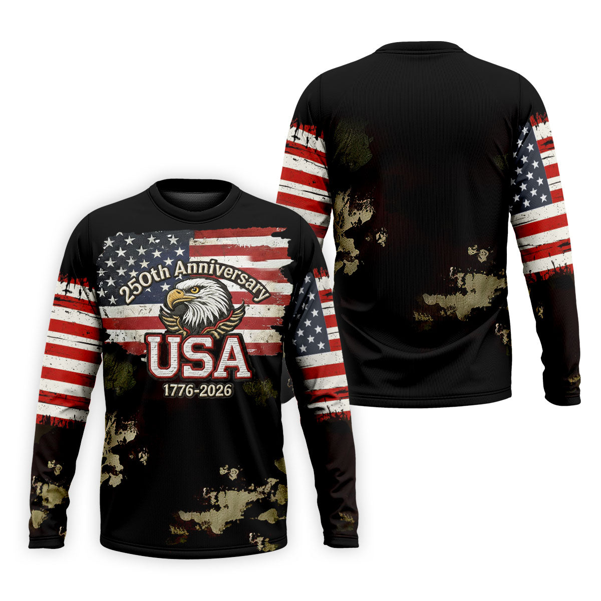 250th Anniversary USA 1776-2026 Distressed Flag Men's Golf Polo ShirtPatriotic 4th Of July Golf Shirt