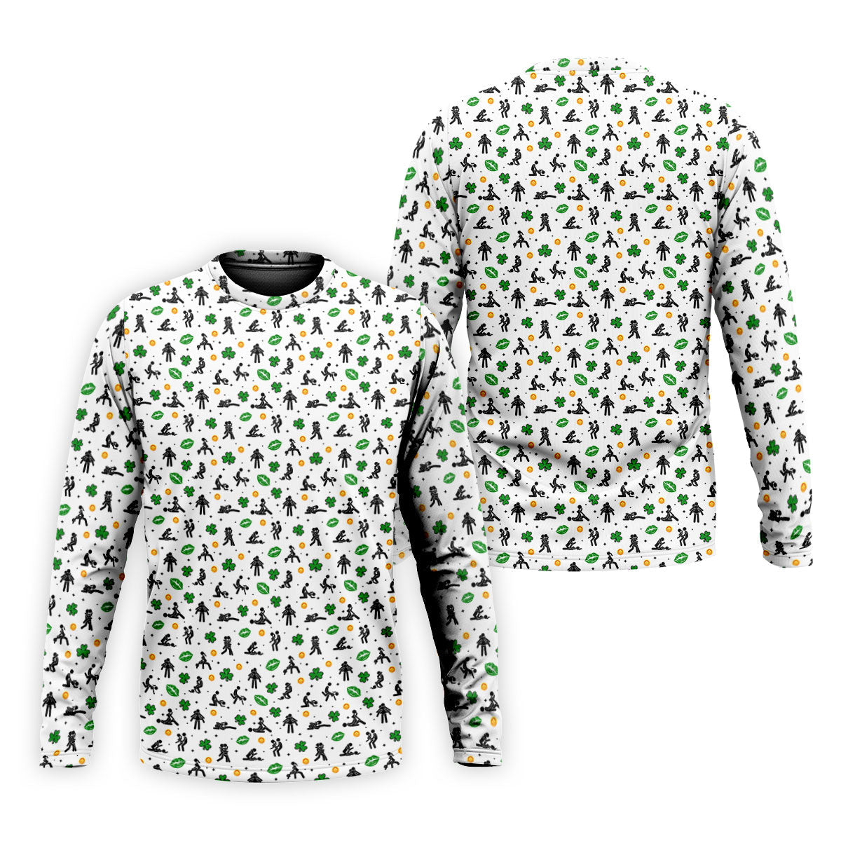 Funny Stick Figure Naughty Position Shamrock St Patrick's Day Golf Shirt, Performance Golf Shirt, Polo ShirtFor Men