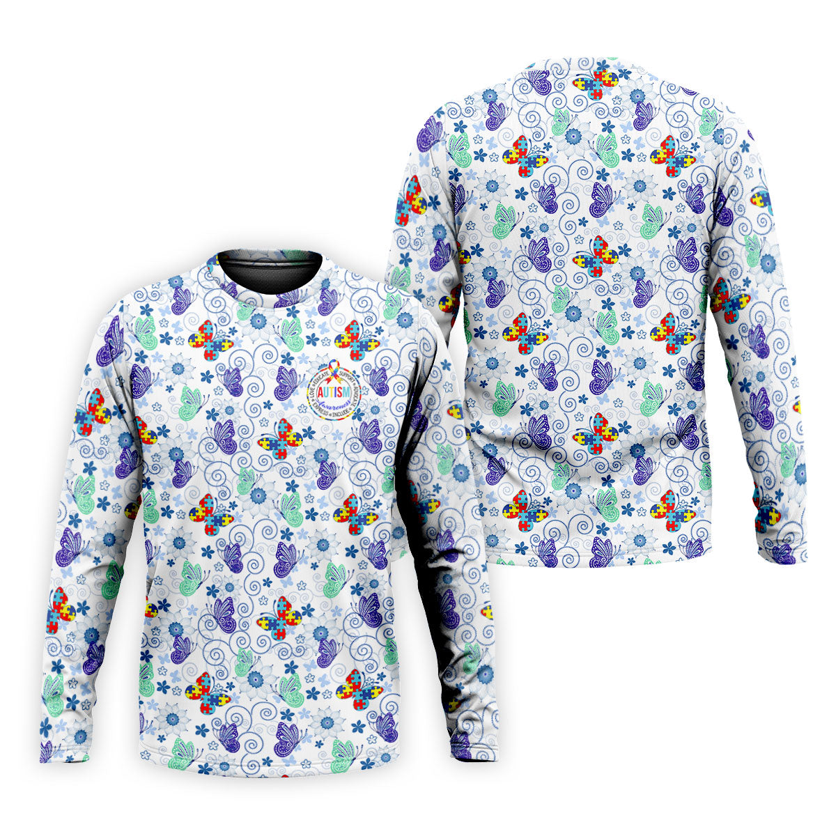 Autism Awareness Colors Puzzles Butterfly Floral Golf Shirt, Golf Tops For Men, Golf Shirts For Men