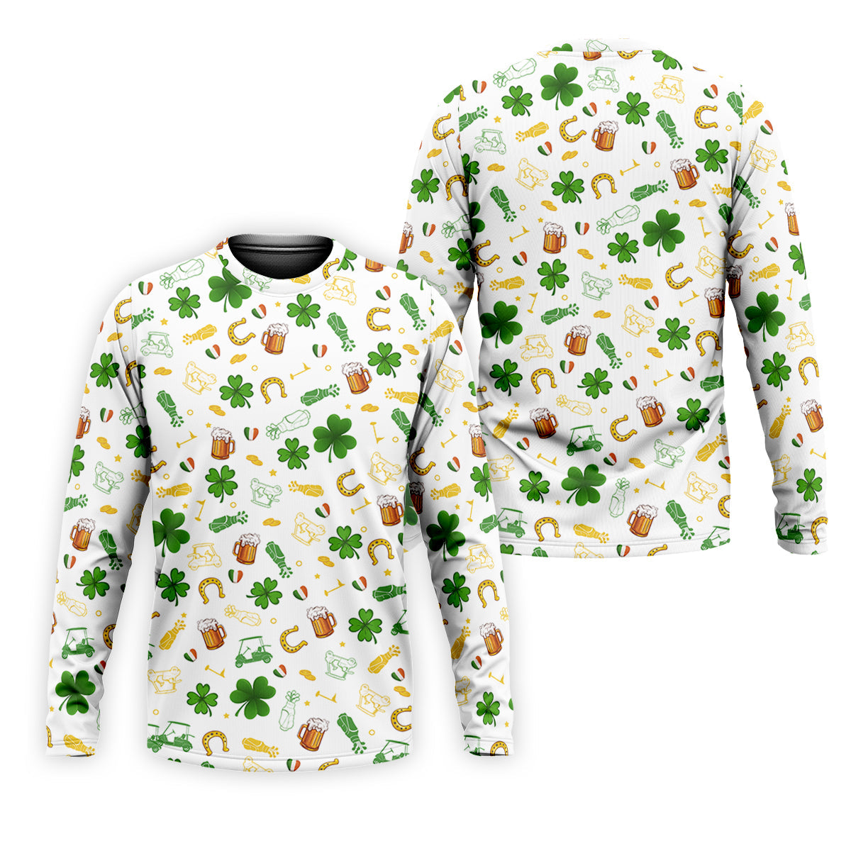 St Patrick's Day Beer Golden Horseshoes Shamrock Golf Shirt, Polo ShirtFor Men, Golf Shirts For Men