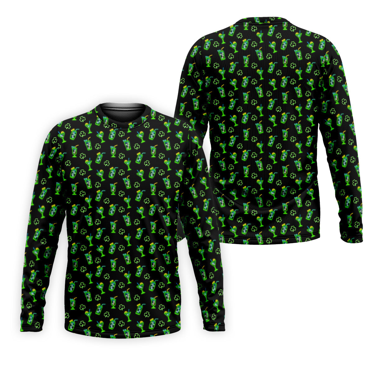 Neon Green Cocktails Three Leaf Clover St Patrick's Day Golf Shirt, Golf Gift For Men, Golf Shirts For Men