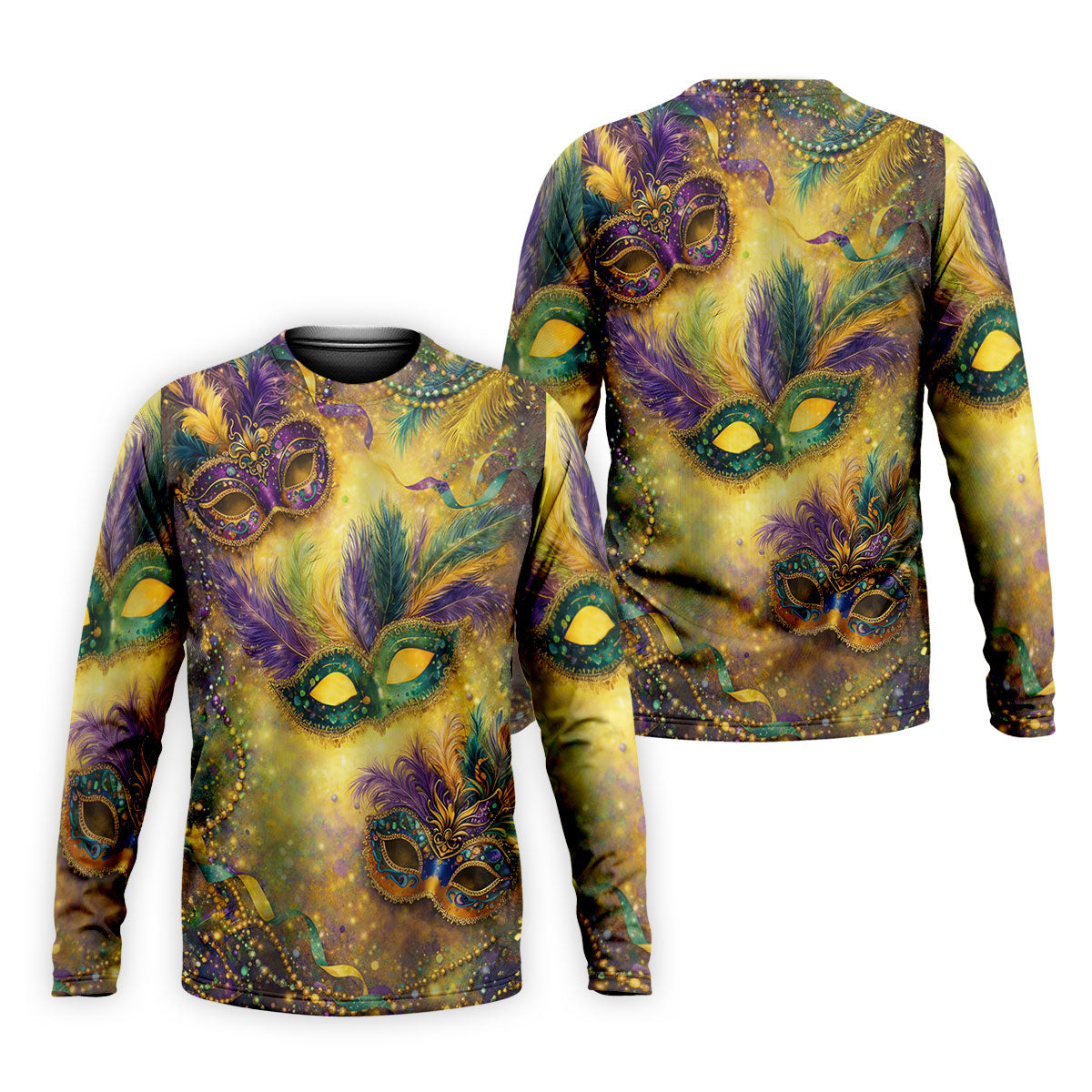 Masquerade Mask Beads Chain Sparkling Effect Mardi Gras Golf Shirt, Polo ShirtFor Men, Golf Shirts For Men