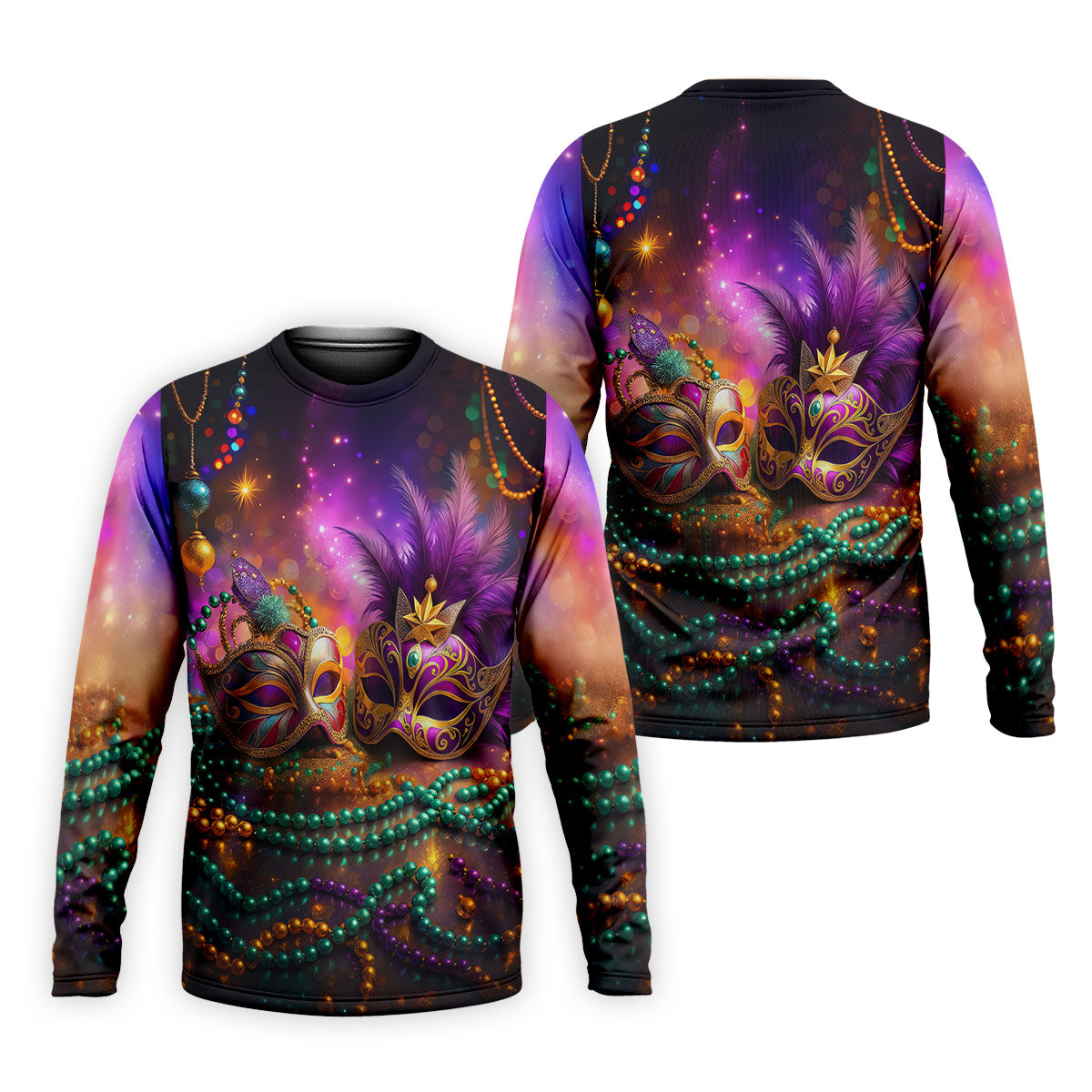 Carnival Mask Beads Chain Bokeh Effect Mardi Gras Golf Shirt, Polo ShirtFor Men, Golf Shirts For Men