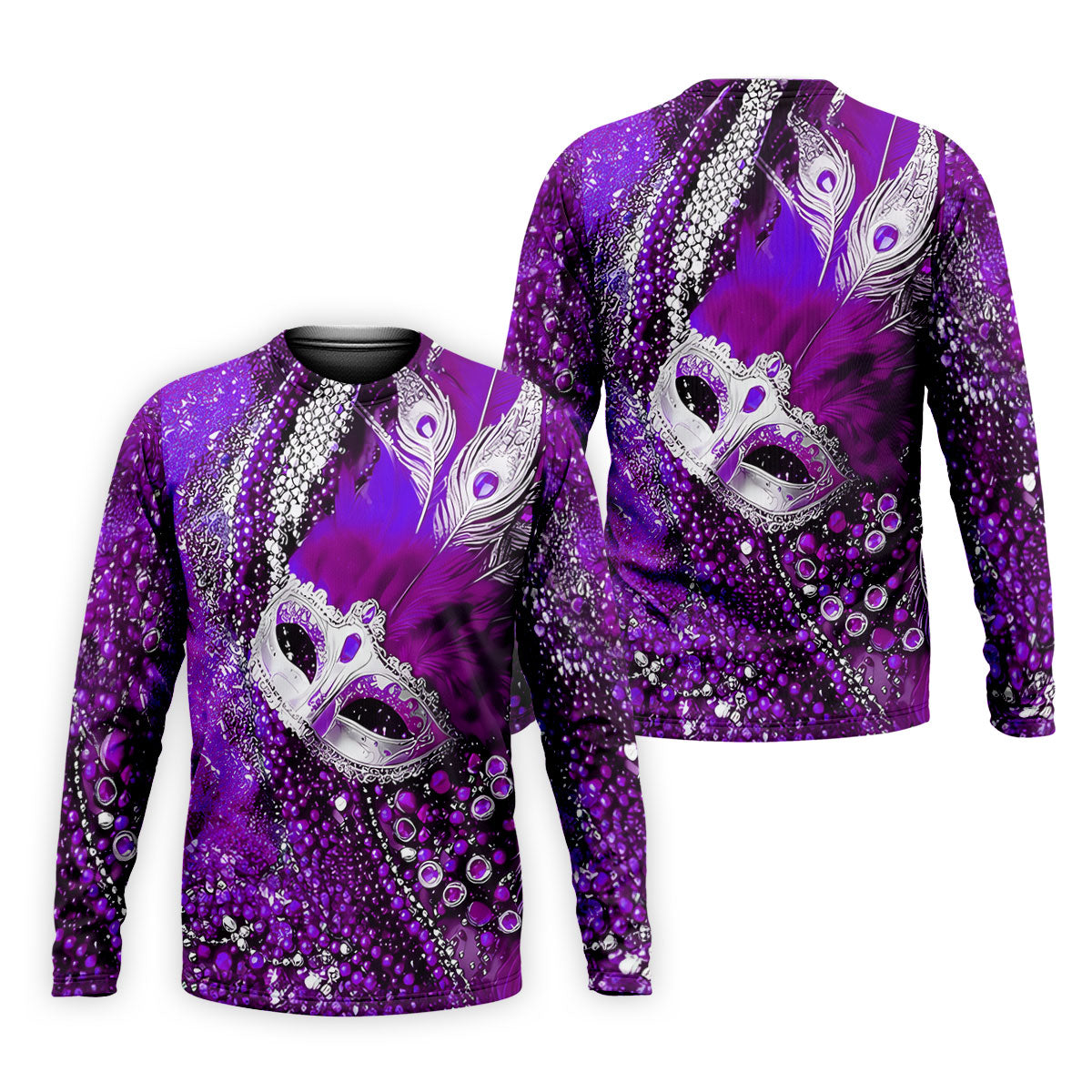 Mardi Gras Masquerade Mask Feather Beads Purple Golf Shirt, Polo ShirtFor Men, Golf Shirts For Men