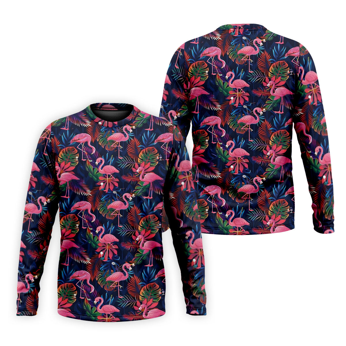 Dark Tropical Pink Flamingo Pattern Golf Shirt, Mens Polo Shirts, Hawaiian Golf Shirt, Printed Golf Shirts