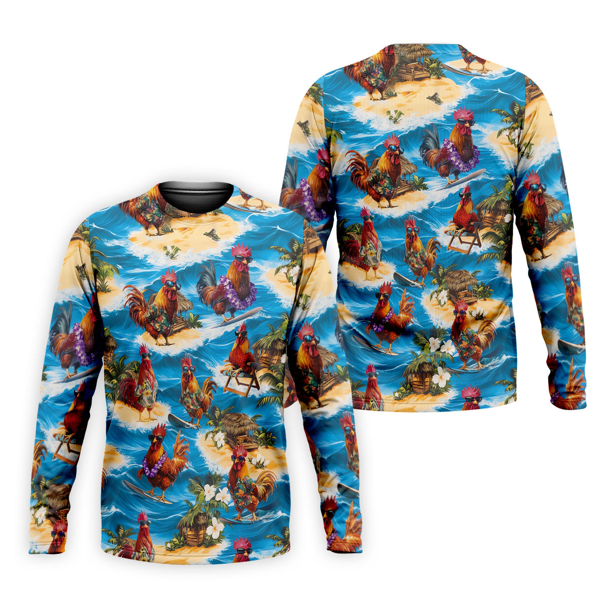 Cool Rooster Beach Vacation Hawaiian Golf Shirt, Mens Golf Polo, Printed Golf Shirts