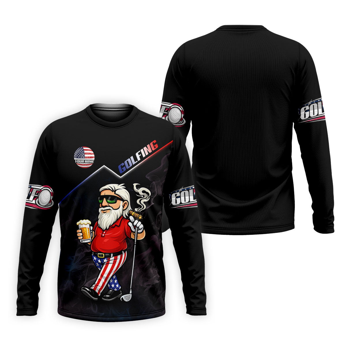 Patriotic Man Golf And Beer Custom Name Funny 4th Of July Golf Shirt, 250th Anniversary Golf Shirts For Men