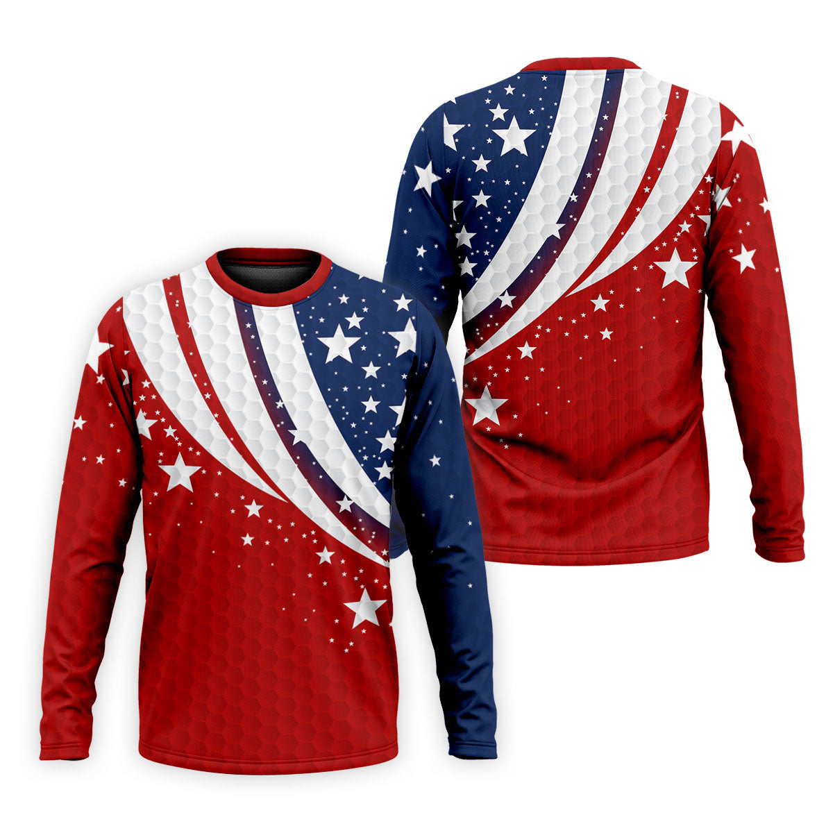 Stars And Stripes Golf Ball Pattern Patriotic 4th Of July Golf Shirt, 250 Celebration Golf Shirts For Men