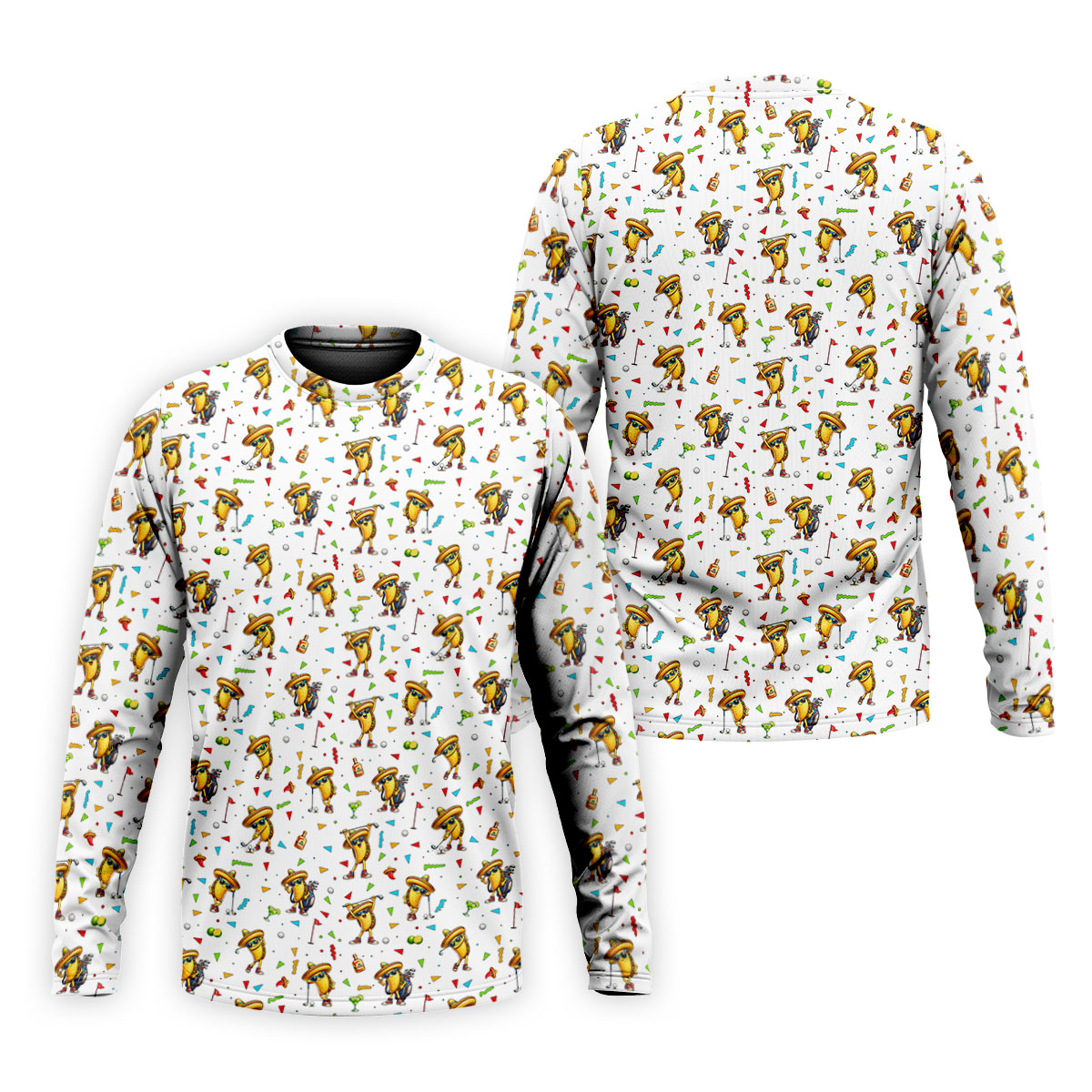 Fairway Fiesta Taco Margarita Mexico Theme White Golf Shirt, Men's Golf Shirts, Polo ShirtFor Men