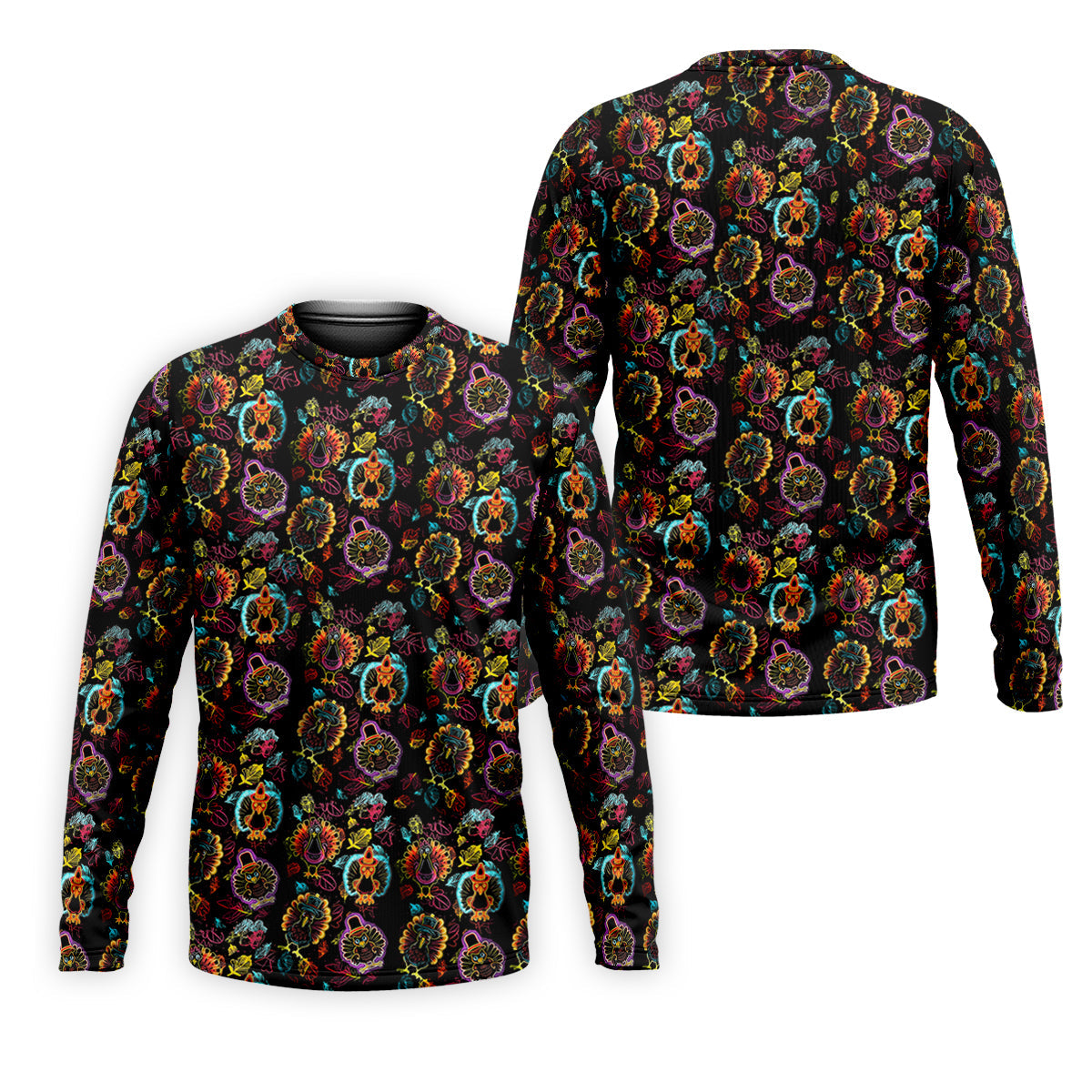 Neon Turkey Thanksgiving Golf Tops For Men, Polo Shirtor Men, Golf Gift For Men, Golfing Apparel