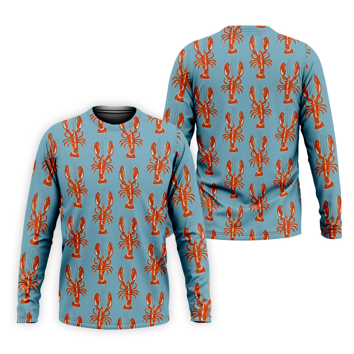 Orange Lobsters Light Blue Mardi Gras Golf Shirt, Golf Tops For Men, Polo ShirtFor Men, Golf Shirts For Men
