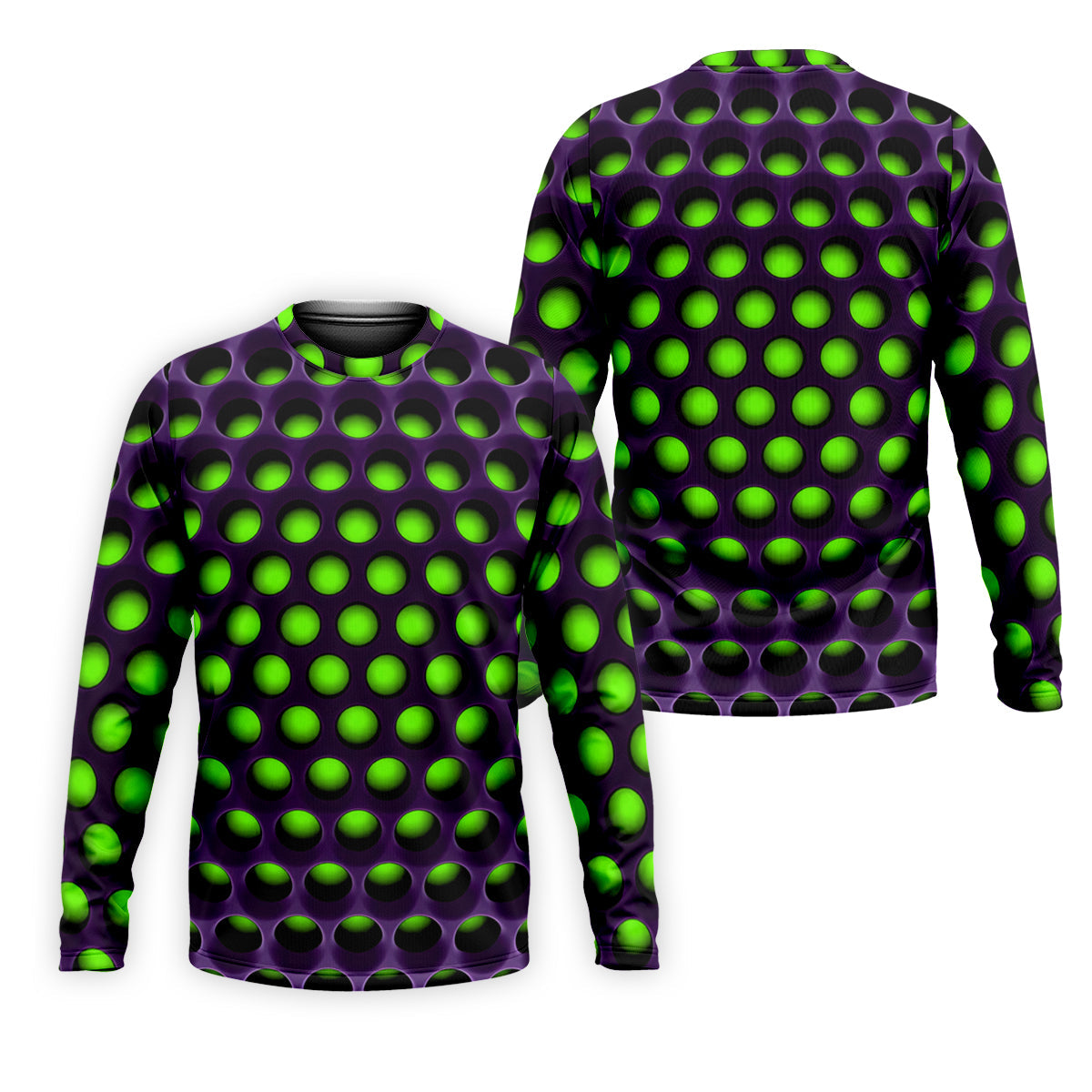 3D Effect Circular Pattern Green Golf Shirt, Cool Golf Outfit, Men's Funny Golf Shirts, Polo ShirtFor Men