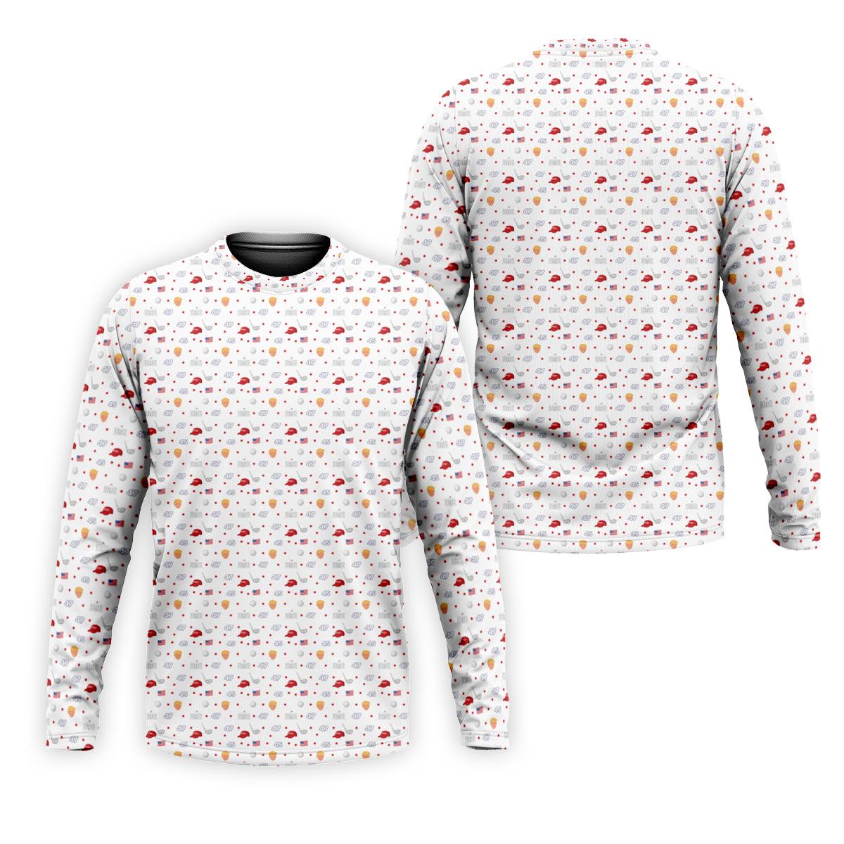 45 47 US Flag Pattern White Golf Shirt, Funny Golf Shirt, Golf Shirts For Men, Golf Gift For Men