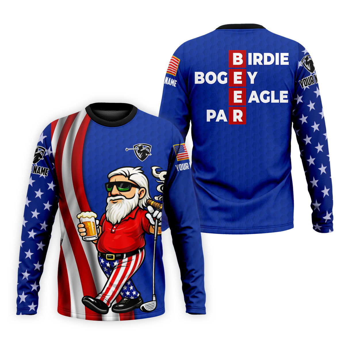 Patriotic Man Golf And Beer Funny 4th Of July Navy Golf Shirt, 250 Years Of America Golf Shirts For Men