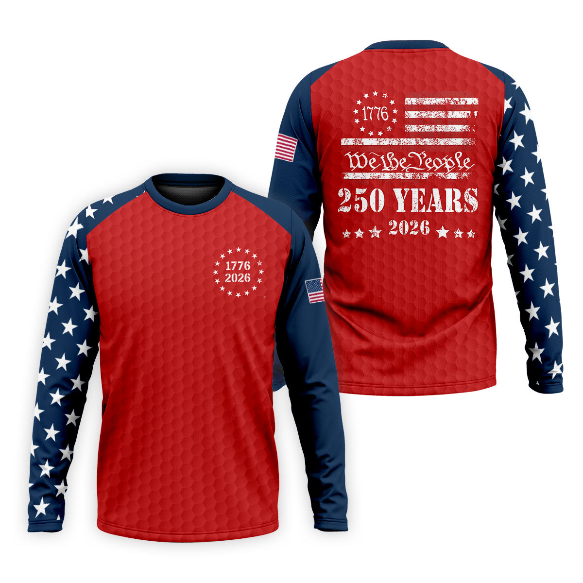 We The People 250 Years Golf Ball Pattern Golf Shirt, Patriotic 4th Of July Golf Shirts For Men