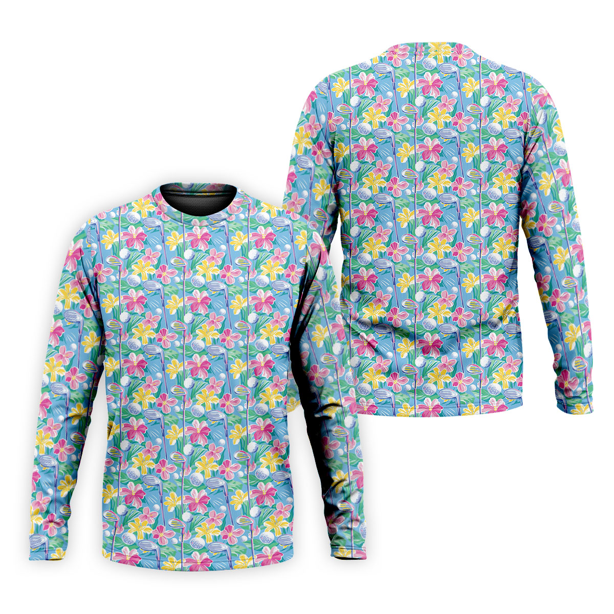 Tropical Floral Golf Clubs Hawaiian Golf Polo Shirt, Men's Golf Shirt, Golf Apparel For Men