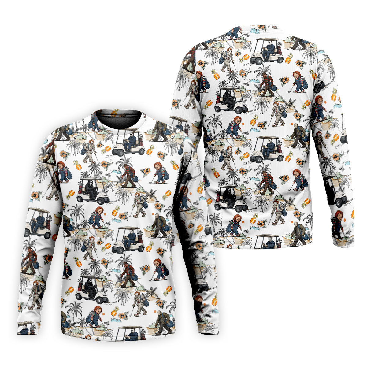 Golfing Horror Character Halloween Golf Shirt, Golf Polo Shirts For Men, Printed Golf Shirts