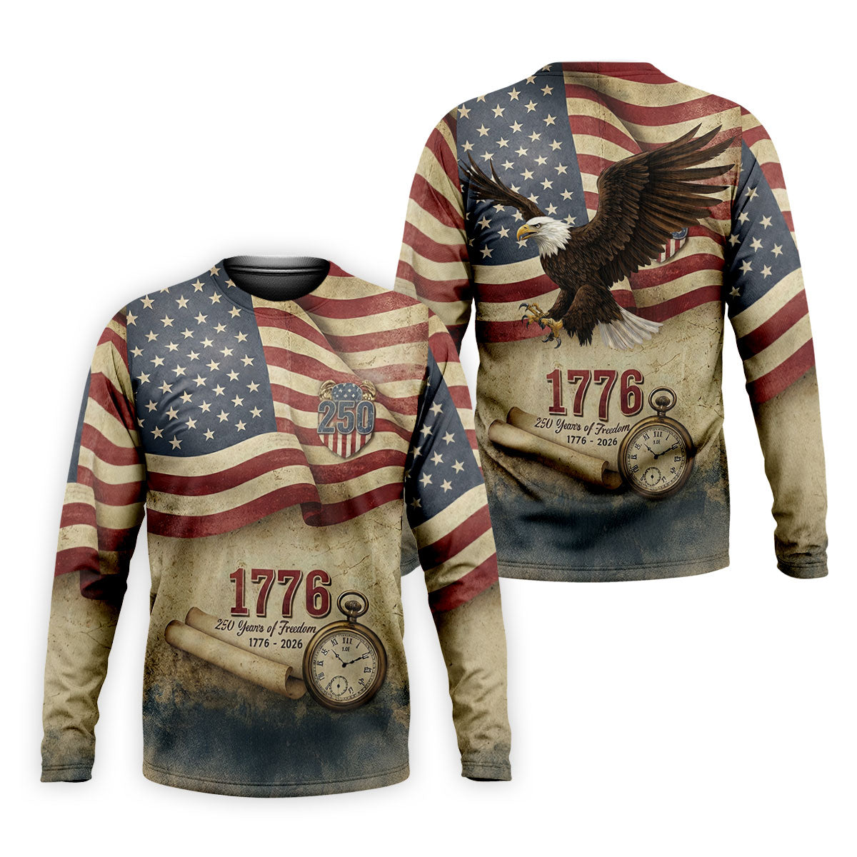 250 Years Of Freedom Vintage Golf Shirt, 4th Of July Patriotic Golf Shirts For Men