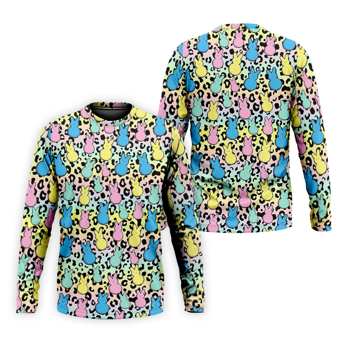 Pastel Easter Bunny Leopard Print Polo Shirt, Mens Golf Apparel, Hawaiian Golf Shirt, Printed Golf Shirts
