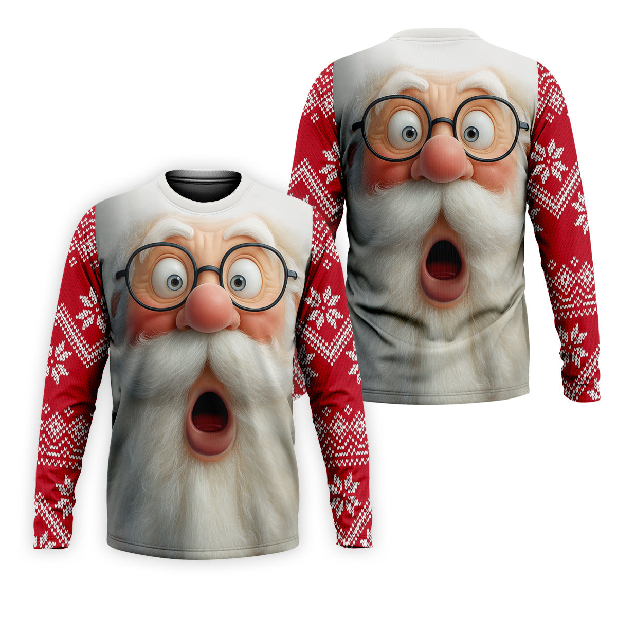 Surprised Funny Santa Claus Face Men's Golf Polo Shirtistmas Golf Shirt, Golf Gift For Men