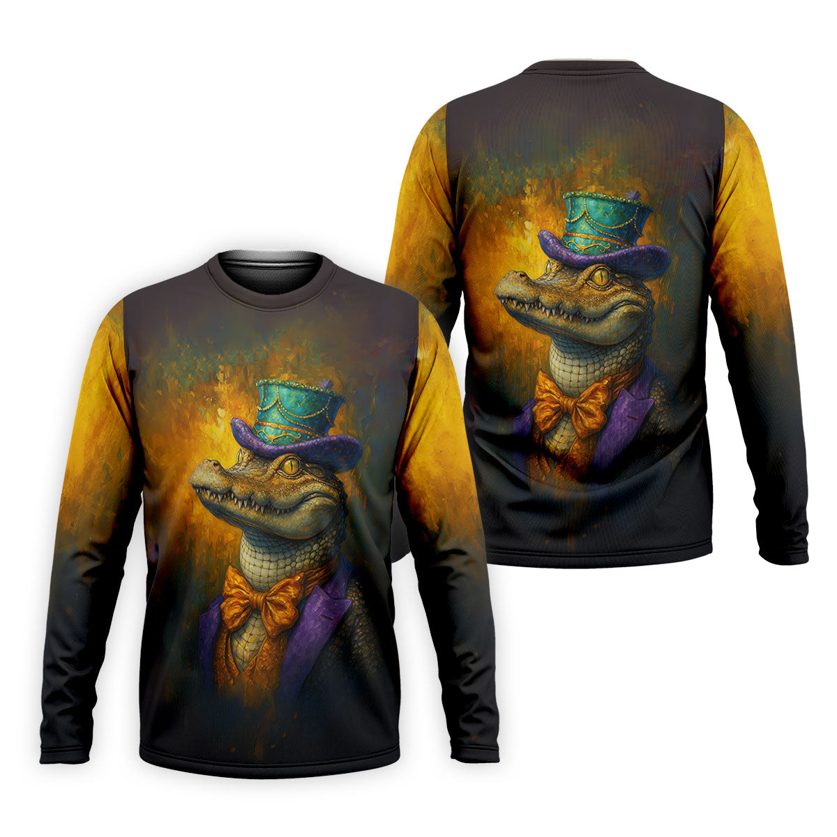 Mardi Gras Aligator Retro Golf Shirt, Golf Tops For Men, Polo ShirtFor Men, Golf Shirts For Men