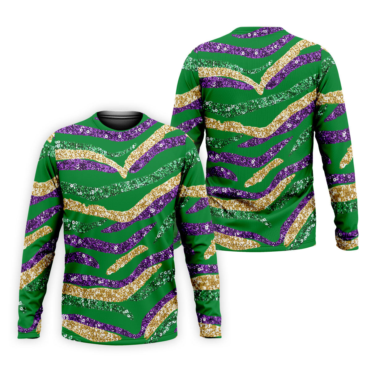 Purple Green Gold Sequin Pattern Green Golf Shirt, Mardi Gras Golf Shirt, Polo ShirtFor Men