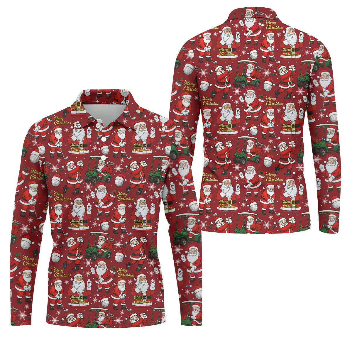 Funny Santa Golfing Christmas Polo Shirt Christmas Golf Shirt, Polo ShirtFor Men, Golf Gift For Men
