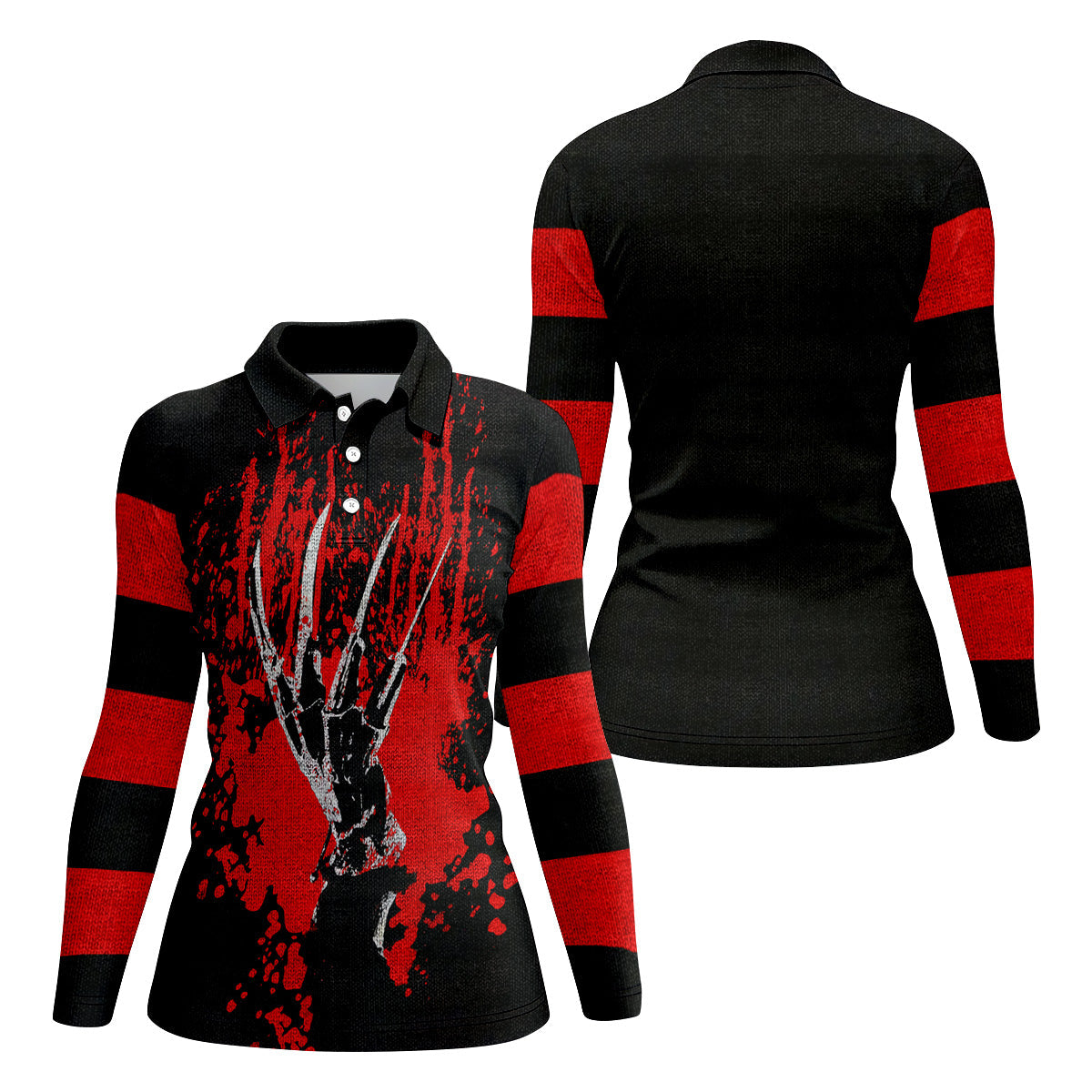 Horror Hand Women's Golf Tops, Horror Movie Golf Polos, Halloween Golf Shirt, Gift For Golfer