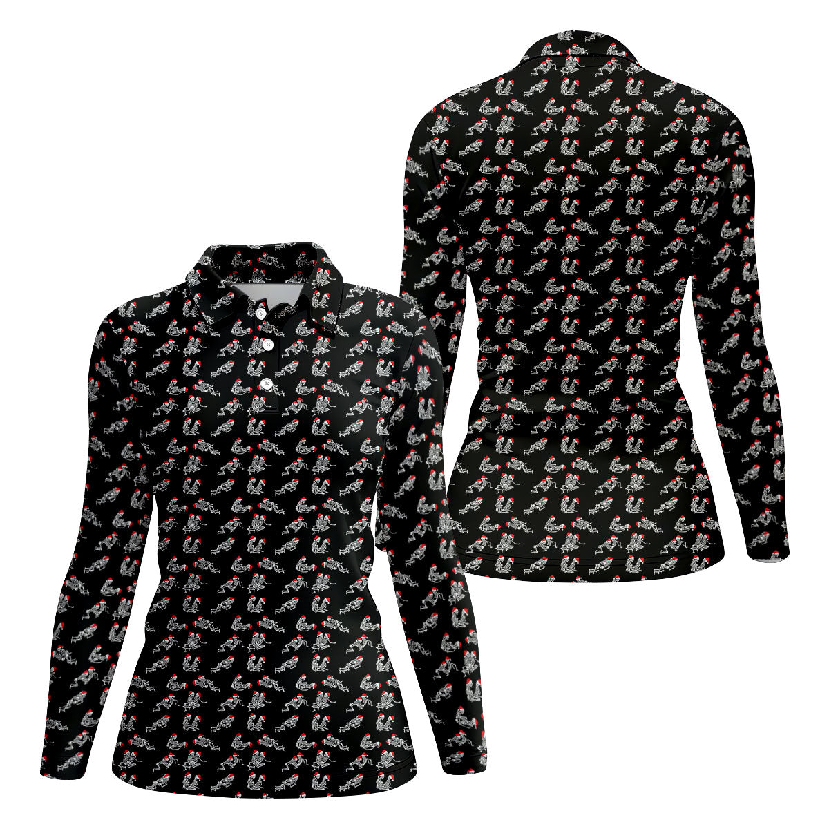 Skeleton Santa Hat Funny Golf Shirt, Women Golf Top, Ladies Sleeveless Tops, Women's Golf Shirts